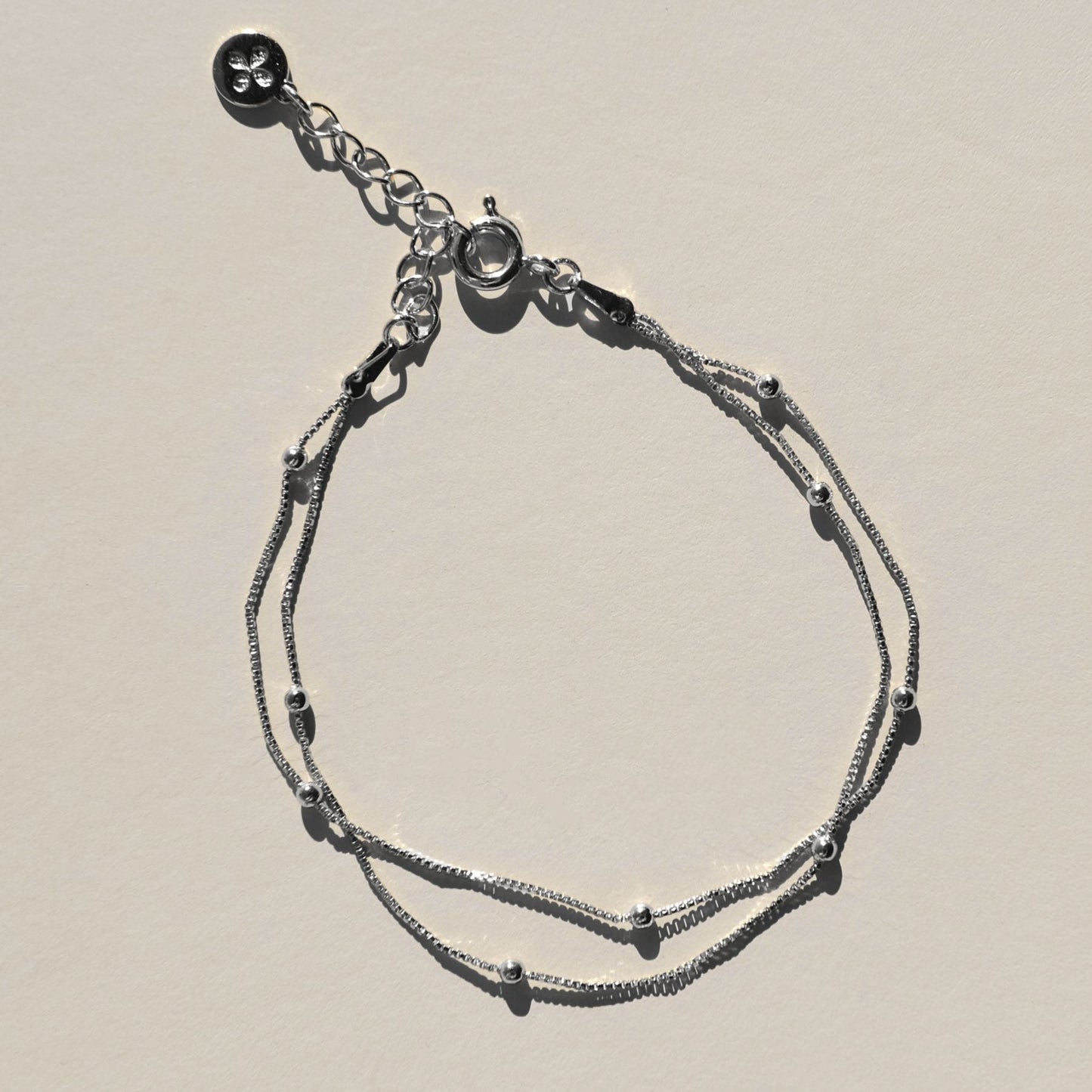 Silver Double Layer Saturn Chain Bracelet