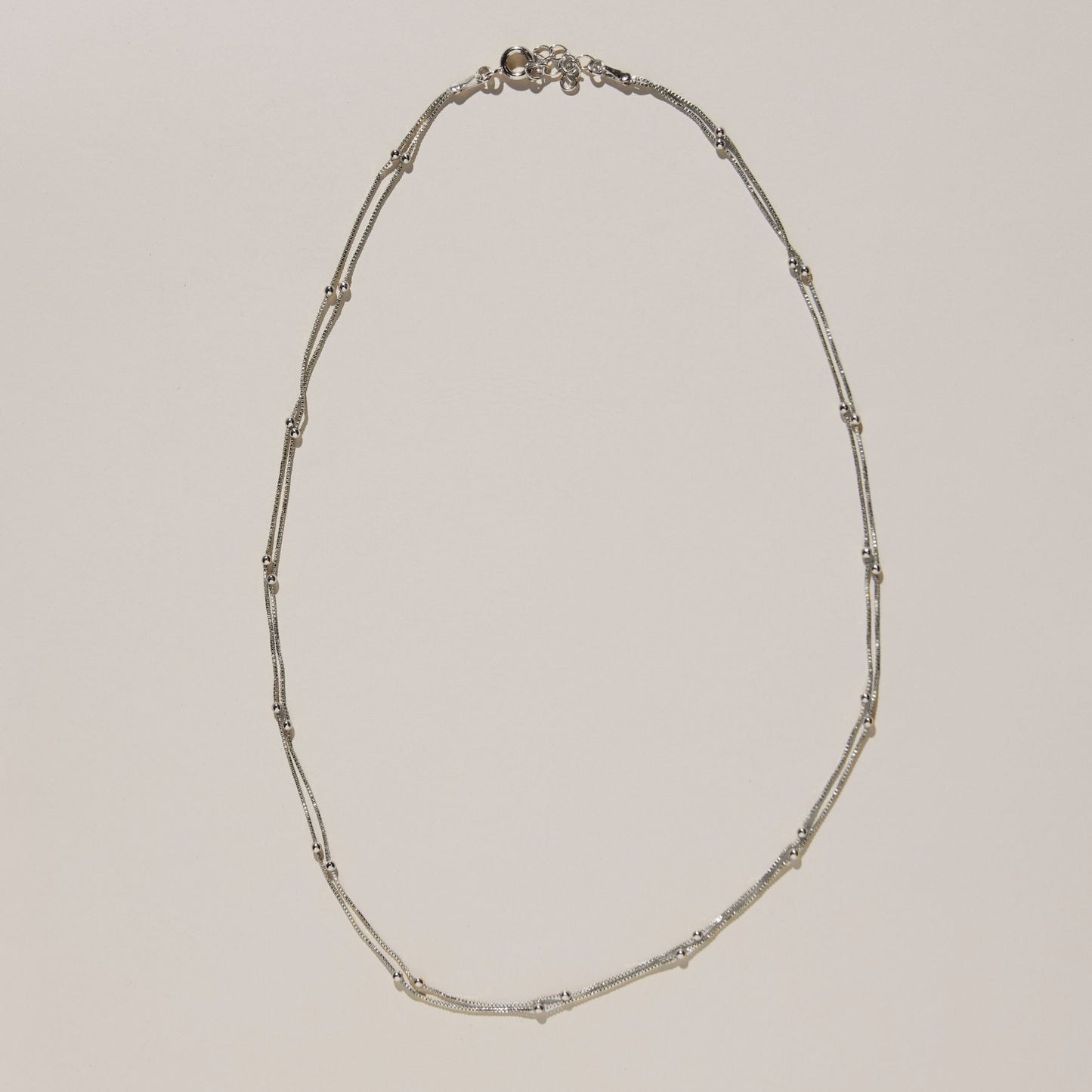 Silver Double Layer Saturn Chain Necklace