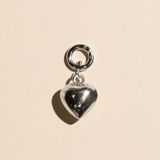 Silver Puffy Heart Charm