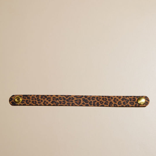 Spotted Leopard Thin Leather Cuff Bracelet