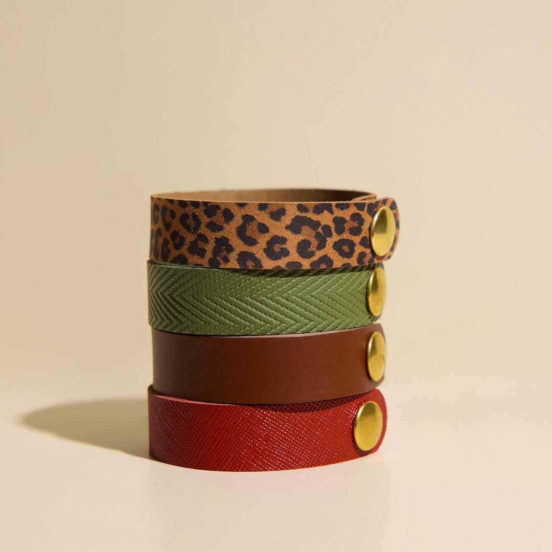 Spotted Leopard Thin Leather Cuff Bracelet