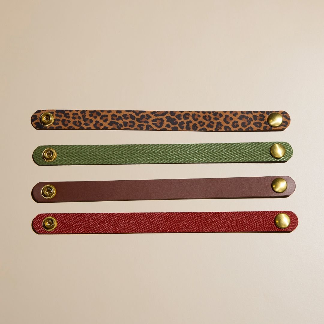 Spotted Leopard Thin Leather Cuff Bracelet