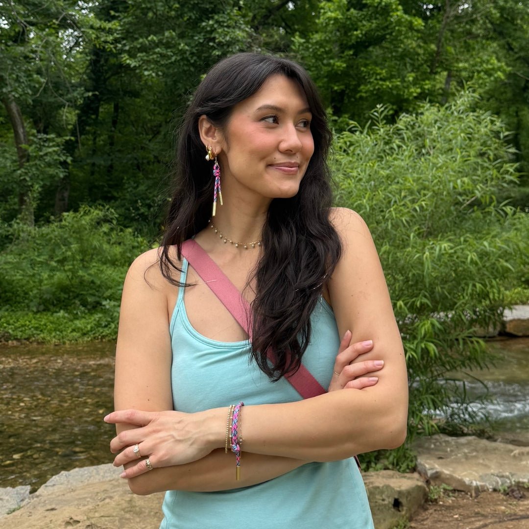 Pink & Blue Denver Cord Earring