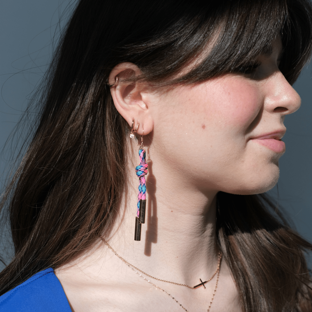 Pink & Blue Denver Cord Earring