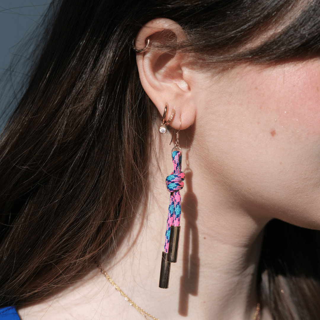 Pink & Blue Denver Cord Earring