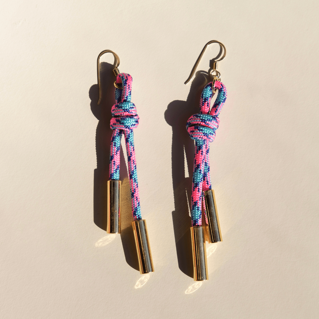 Pink & Blue Denver Cord Earring