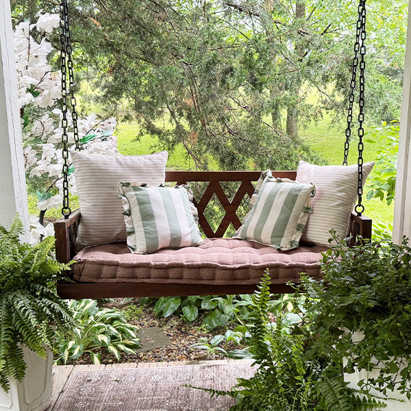 Brown Porch Swing & Cushion