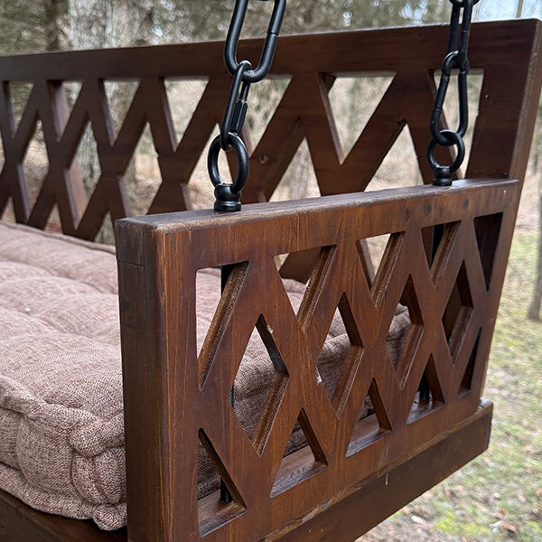 Brown Porch Swing & Cushion