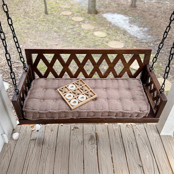 Brown Porch Swing & Cushion