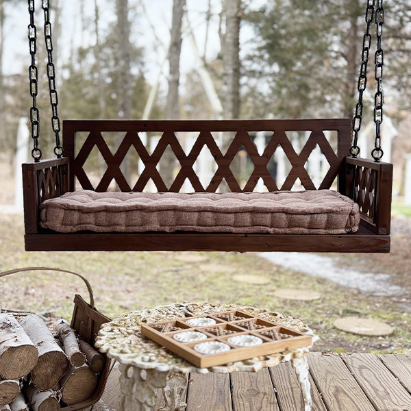 Brown Porch Swing & Cushion