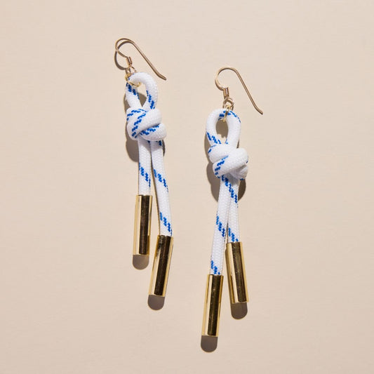 White & Blue Denver Cord Earring