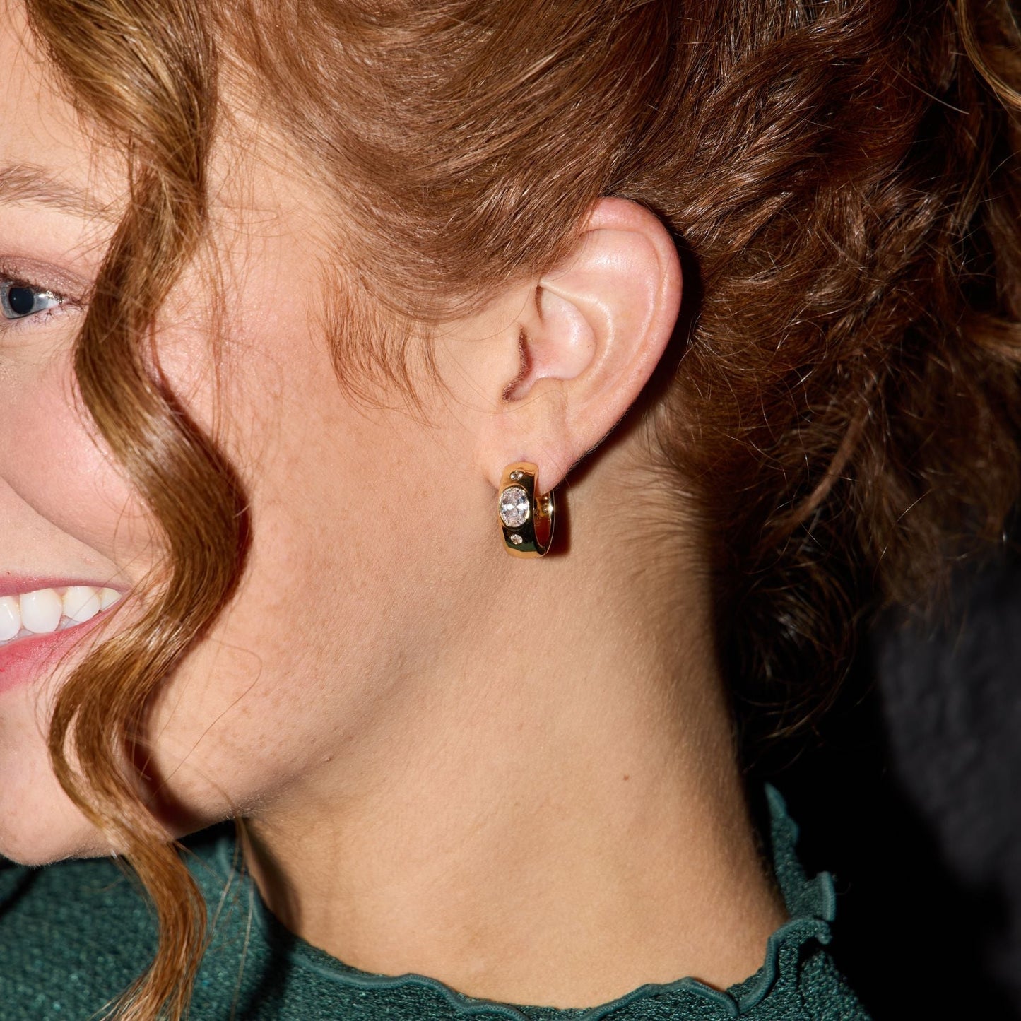 Wide Cubic Zirconia Bezel Hoops