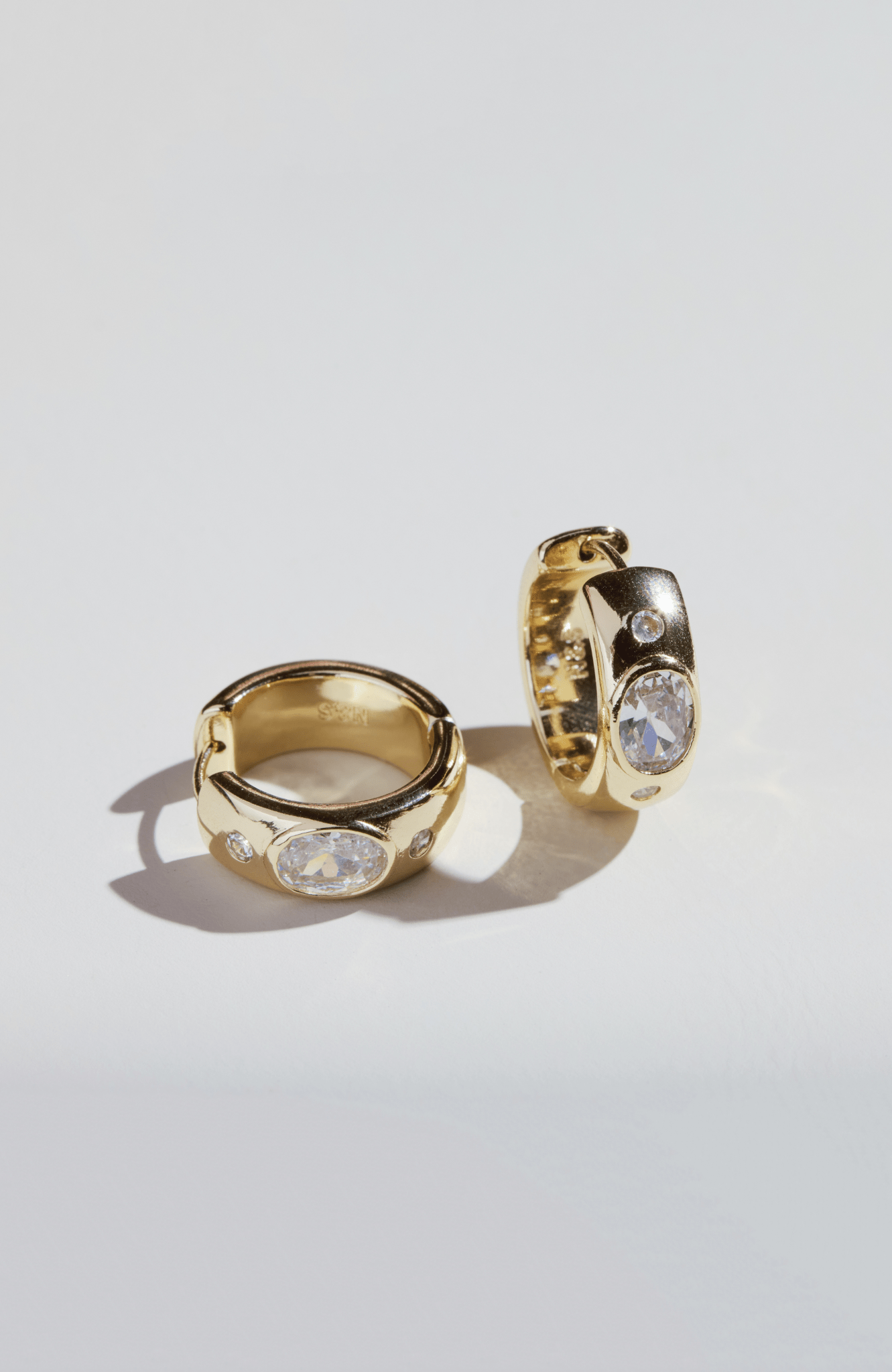 Wide Cubic Zirconia Bezel Hoops