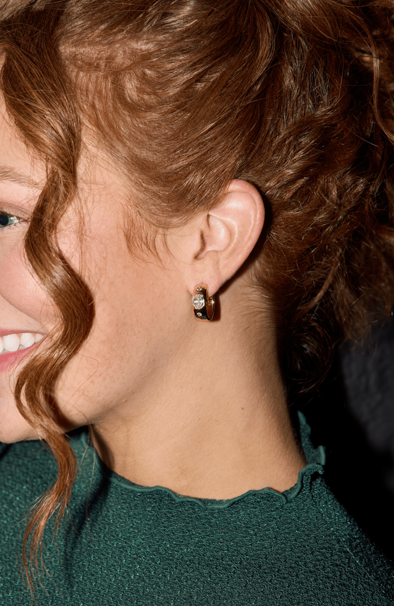 Wide Cubic Zirconia Bezel Hoops